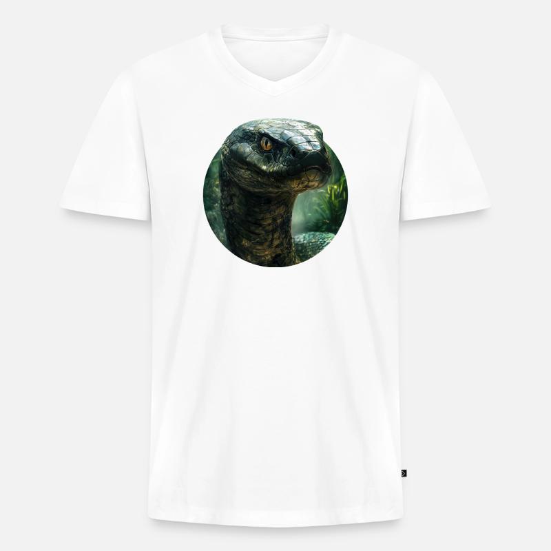 Schlangendesign - Männer Premium Bio T-Shirt mit V-Ausschnitt - Weiß