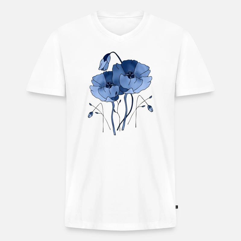 Blumen - Männer Premium Bio T-Shirt mit V-Ausschnitt - Weiß