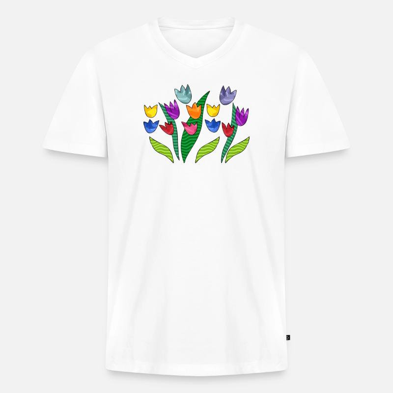 Blumen - Männer Premium Bio T-Shirt mit V-Ausschnitt - Weiß