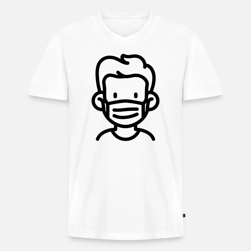 Maske - Männer Premium Bio T-Shirt mit V-Ausschnitt - Weiß