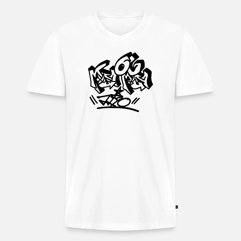 Explosive Graffiti Buchstaben - Männer Premium Bio T-Shirt mit V-Ausschnitt - Weiß