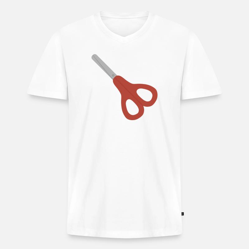 Rote Schere-Ikone - Männer Premium Bio T-Shirt mit V-Ausschnitt - Weiß
