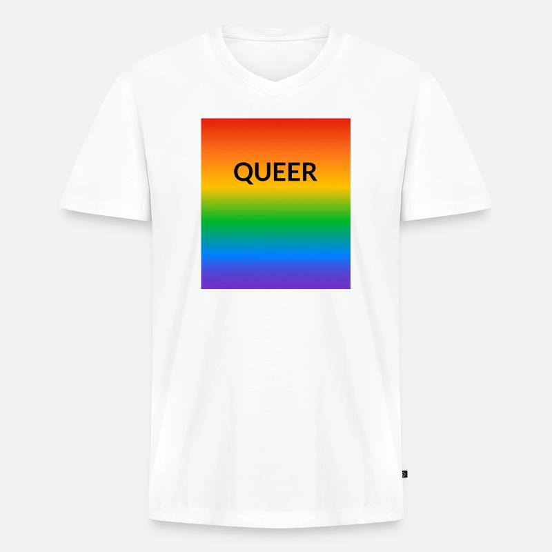 Queer Pride Gradient - Männer Premium Bio T-Shirt mit V-Ausschnitt - Weiß