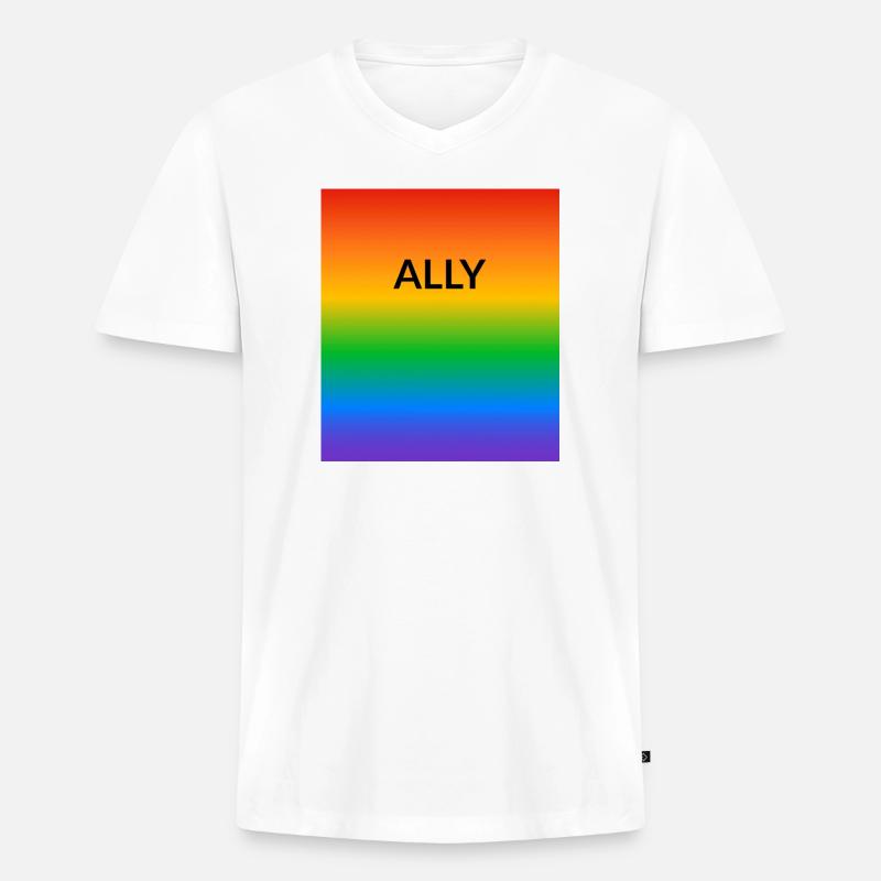 Stolzer Verbündeter - Männer Premium Bio T-Shirt mit V-Ausschnitt - Weiß