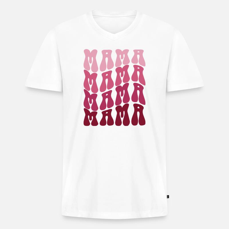 Mama Muster im Pink Gradient - Männer Premium Bio T-Shirt mit V-Ausschnitt - Weiß