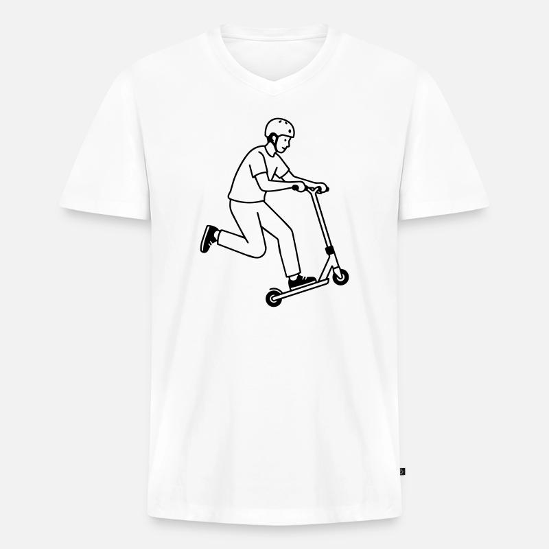 Stuntroller - Männer Premium Bio T-Shirt mit V-Ausschnitt - Weiß