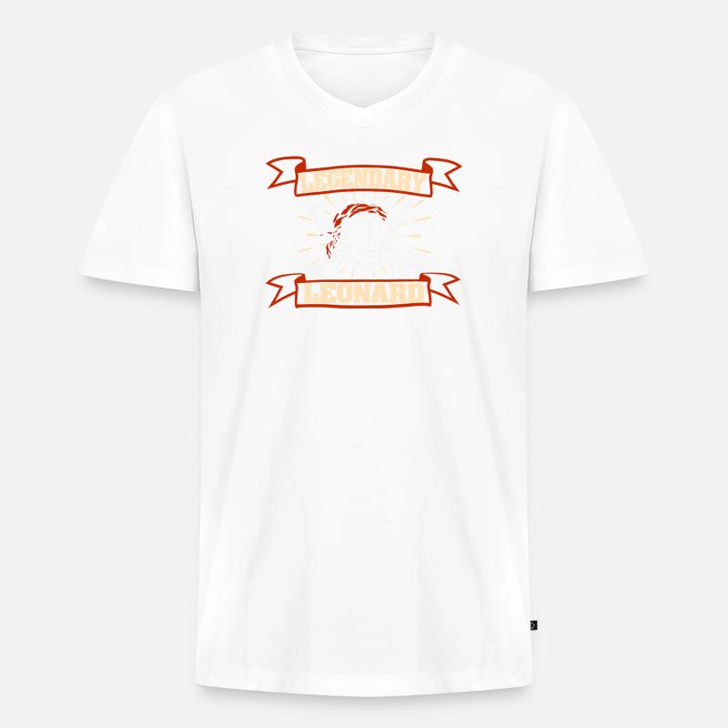 Leonard - Männer Premium Bio T-Shirt mit V-Ausschnitt - Weiß
