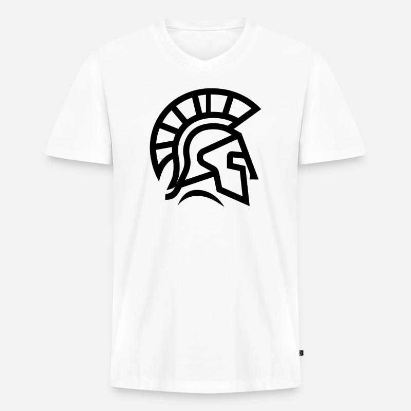 Spartanisch - Männer Premium Bio T-Shirt mit V-Ausschnitt - Weiß