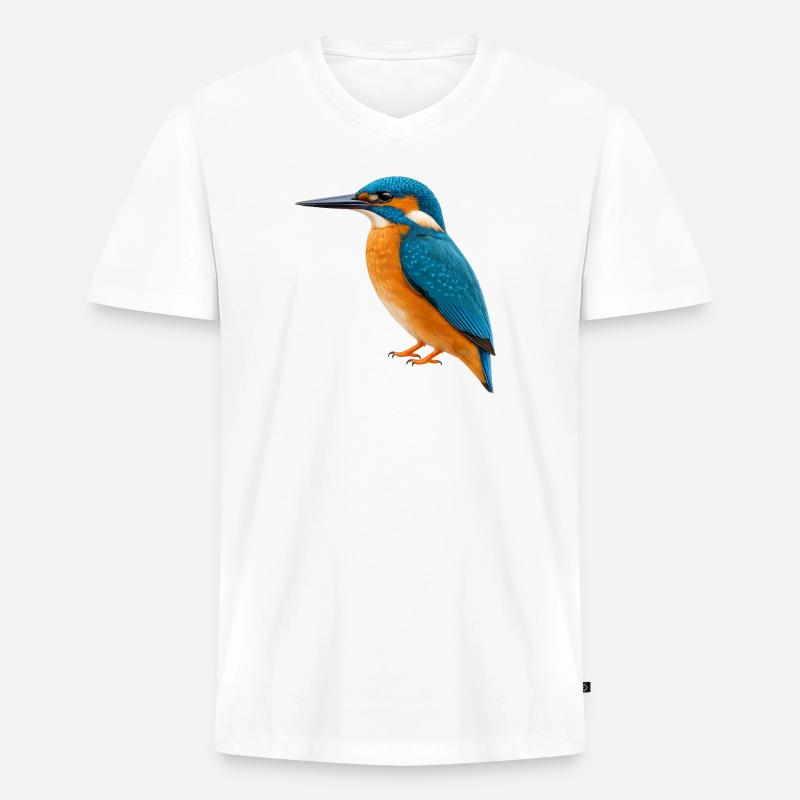 Bunter Eisvögel - Männer Premium Bio T-Shirt mit V-Ausschnitt - Weiß