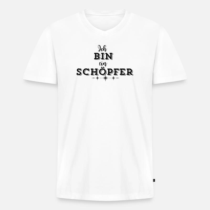 SCHÖPFERKRAFT – Deine Statement Mode - Männer Premium Bio T-Shirt mit V-Ausschnitt - Weiß