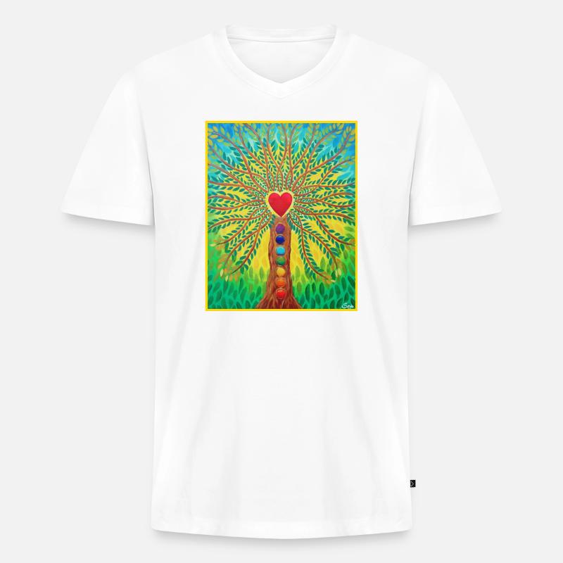Lebensbaum Lebensenergie - Sonja von Staden - Männer Premium Bio T-Shirt mit V-Ausschnitt - Weiß