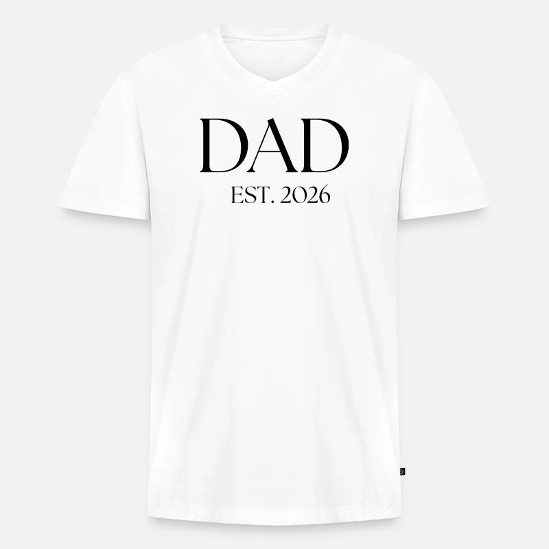 Dad soon - Männer Premium Bio T-Shirt mit V-Ausschnitt - Weiß