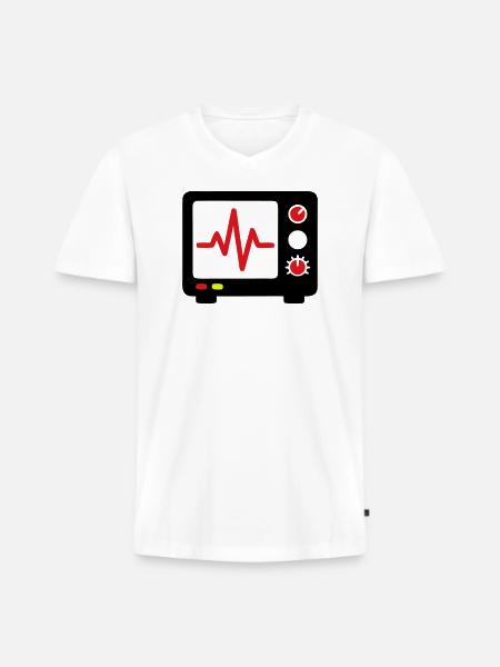 ECG Monitor Heartbeat Medicine - Men's Premium Organic T-shirt with V-neck - white