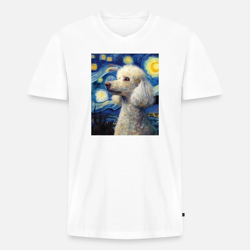 Pudel - Männer Premium Bio T-Shirt mit V-Ausschnitt - Weiß