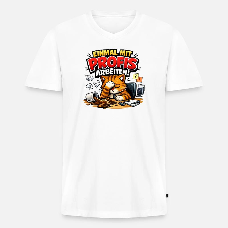 Einmal Mit Profis Arbeiten Sprüche Beruf - Männer Premium Bio T-Shirt mit V-Ausschnitt - Weiß