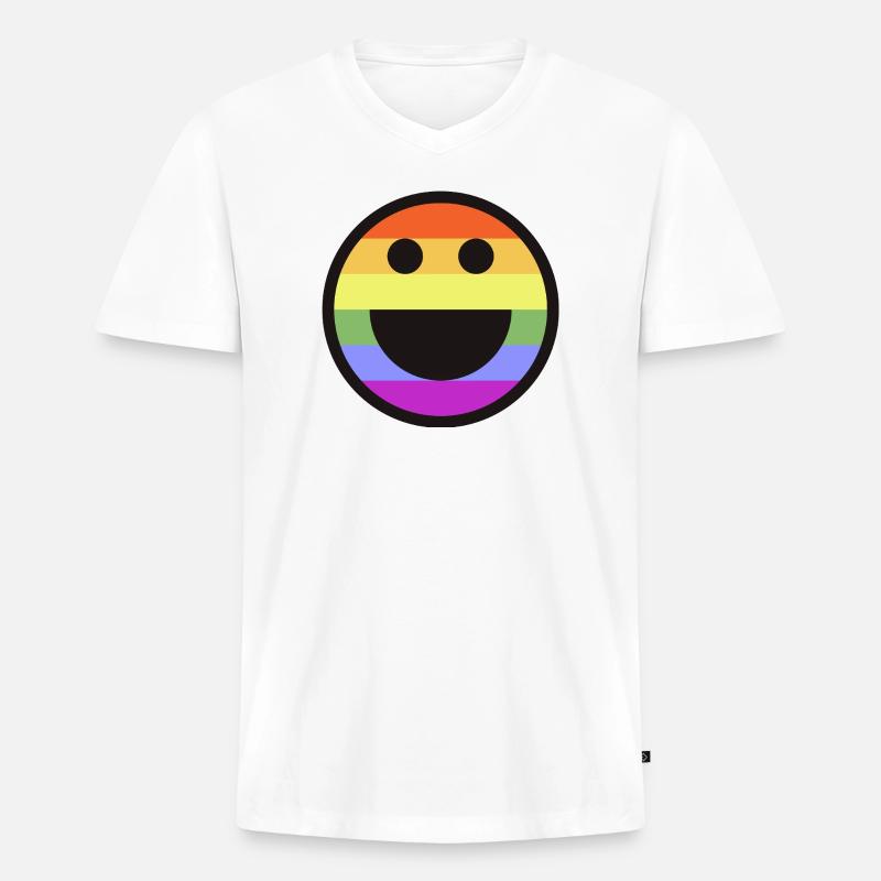 Rainbow LGBTQ Pride - Männer Premium Bio T-Shirt mit V-Ausschnitt - Weiß
