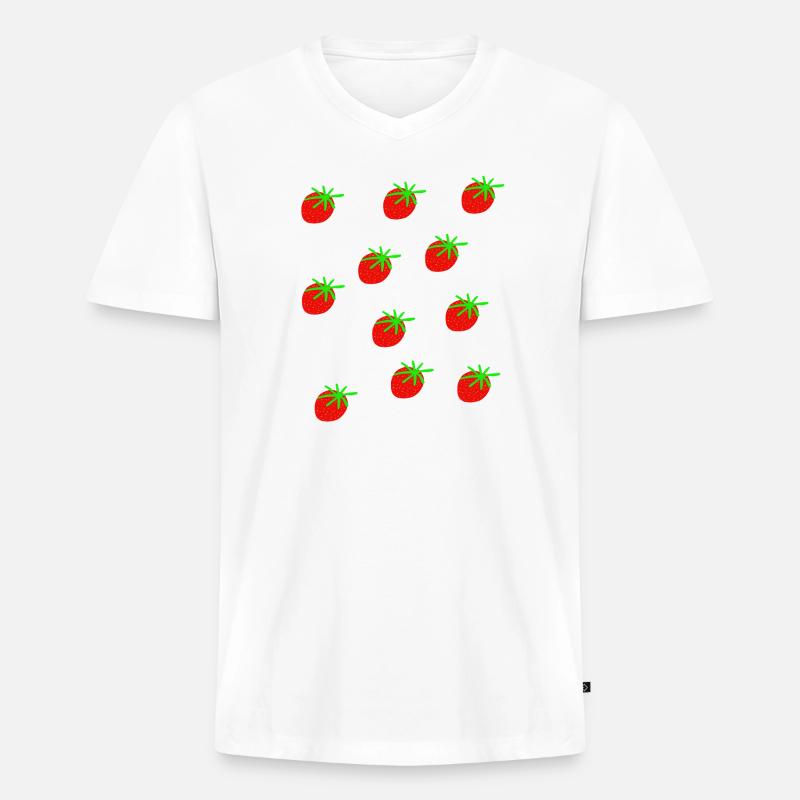 Erdbeeren Erdbeere Erdbeeren Garten - Männer Premium Bio T-Shirt mit V-Ausschnitt - Weiß