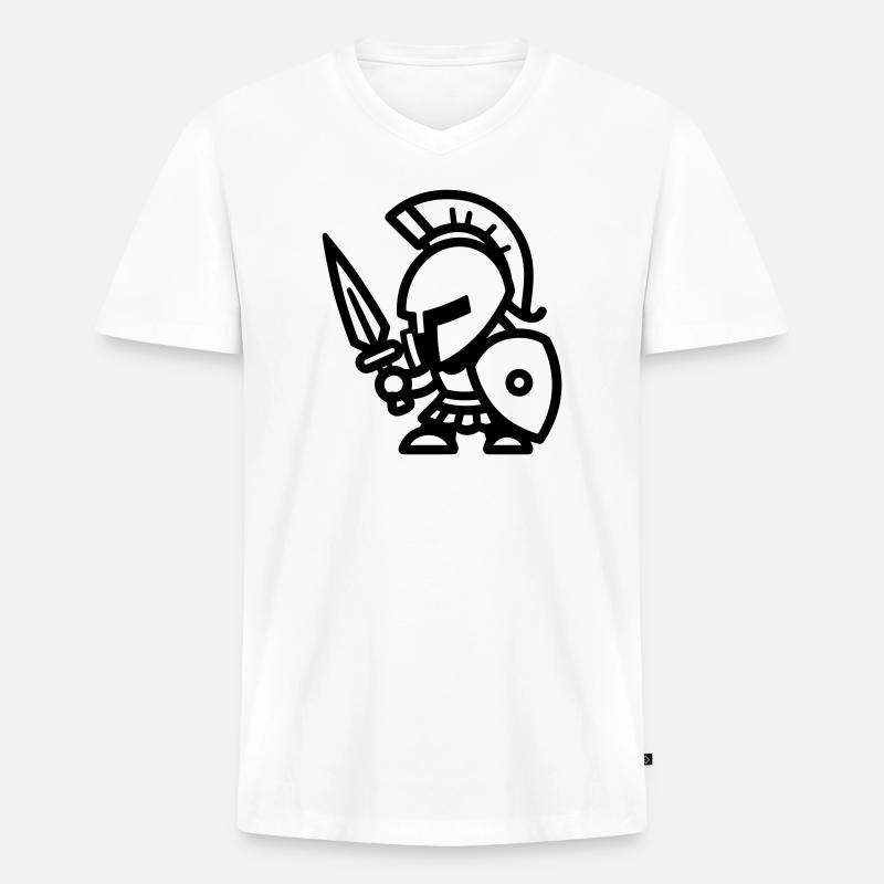 Spartanisch - Männer Premium Bio T-Shirt mit V-Ausschnitt - Weiß