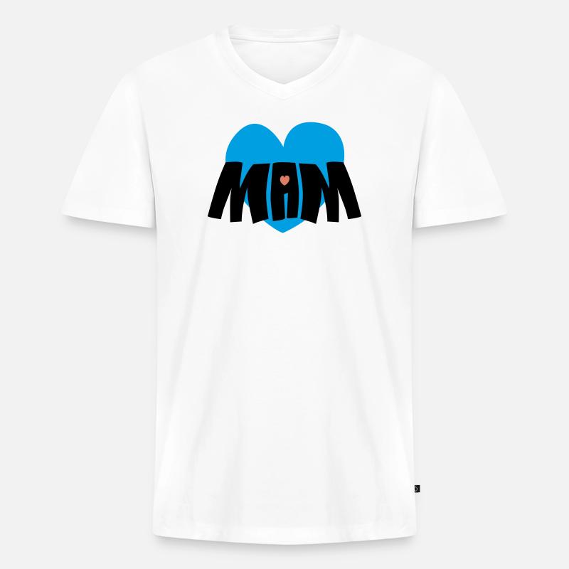 Mama-Herz - Männer Premium Bio T-Shirt mit V-Ausschnitt - Weiß