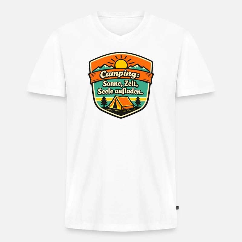Camper - Männer Premium Bio T-Shirt mit V-Ausschnitt - Weiß
