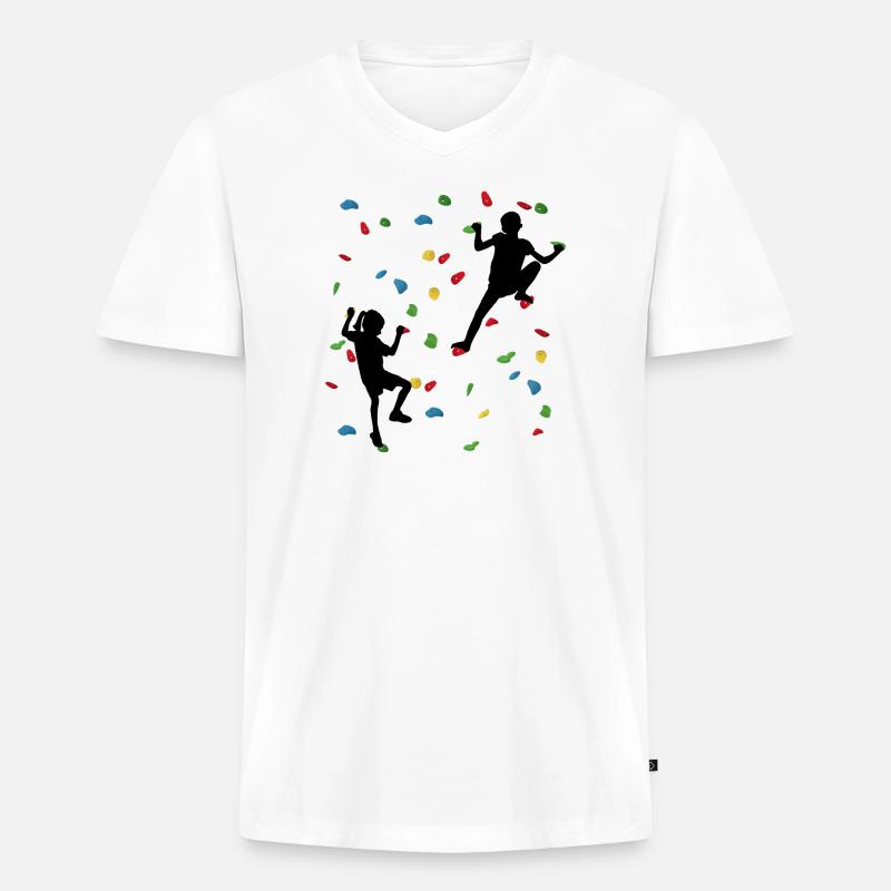 Climbing Wall Kids – Junge Kletterer - Männer Premium Bio T-Shirt mit V-Ausschnitt - Weiß