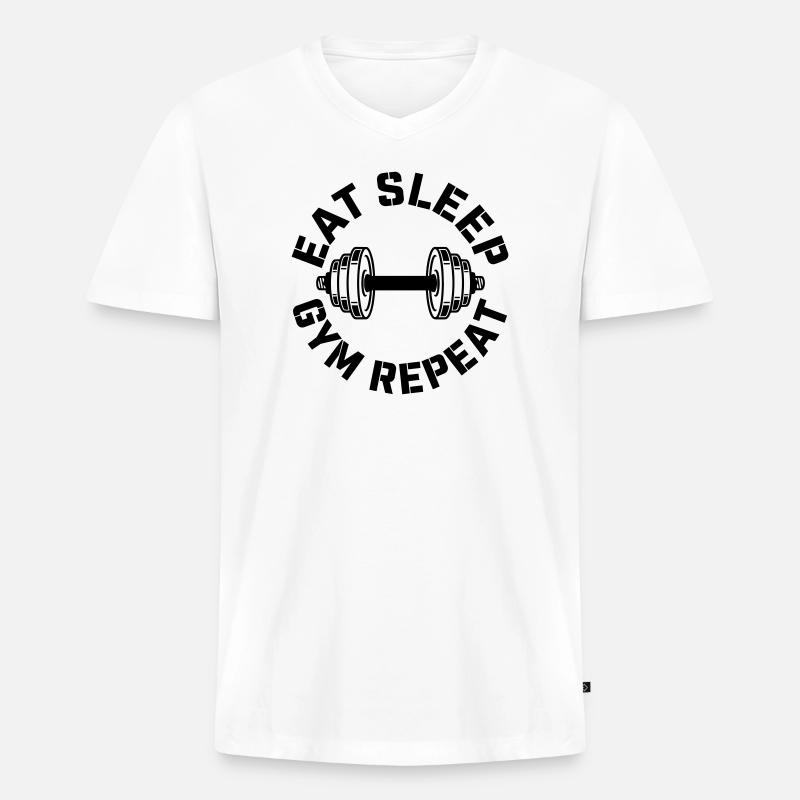 Fitnessstudio - Männer Premium Bio T-Shirt mit V-Ausschnitt - Weiß
