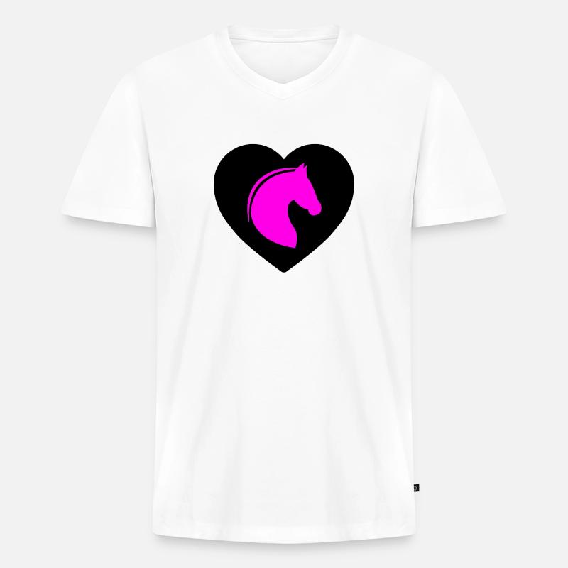 Pferde - Männer Premium Bio T-Shirt mit V-Ausschnitt - Weiß
