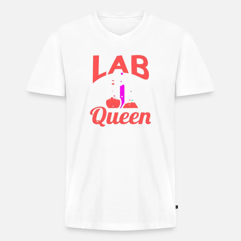 Lab Queen Chemiebecher - Männer Premium Bio T-Shirt mit V-Ausschnitt - Weiß
