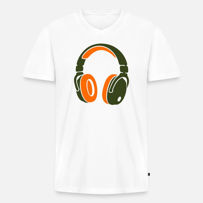 Kopfhörer Sondengänger Sucher - Männer Premium Bio T-Shirt mit V-Ausschnitt - Weiß