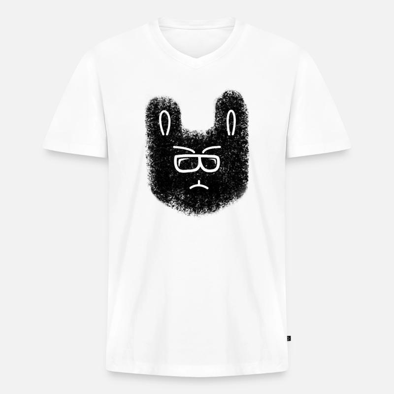 Nerdhase mit Brille - Männer Premium Bio T-Shirt mit V-Ausschnitt - Weiß
