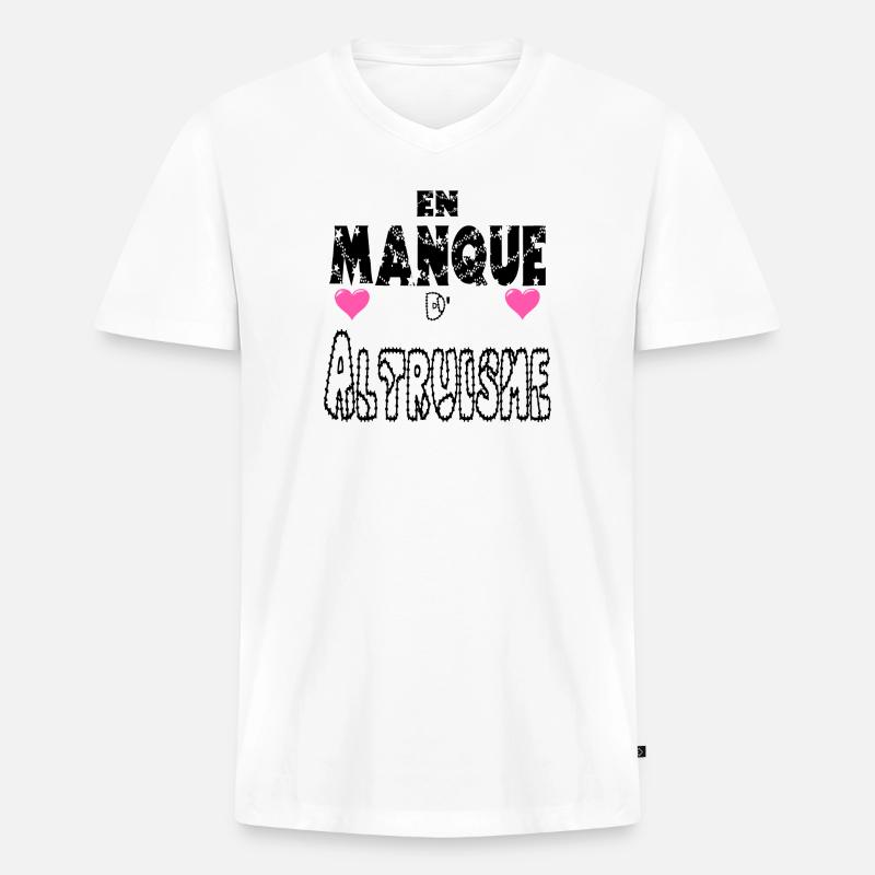 Fehlender Altruismus - Männer Premium Bio T-Shirt mit V-Ausschnitt - Weiß