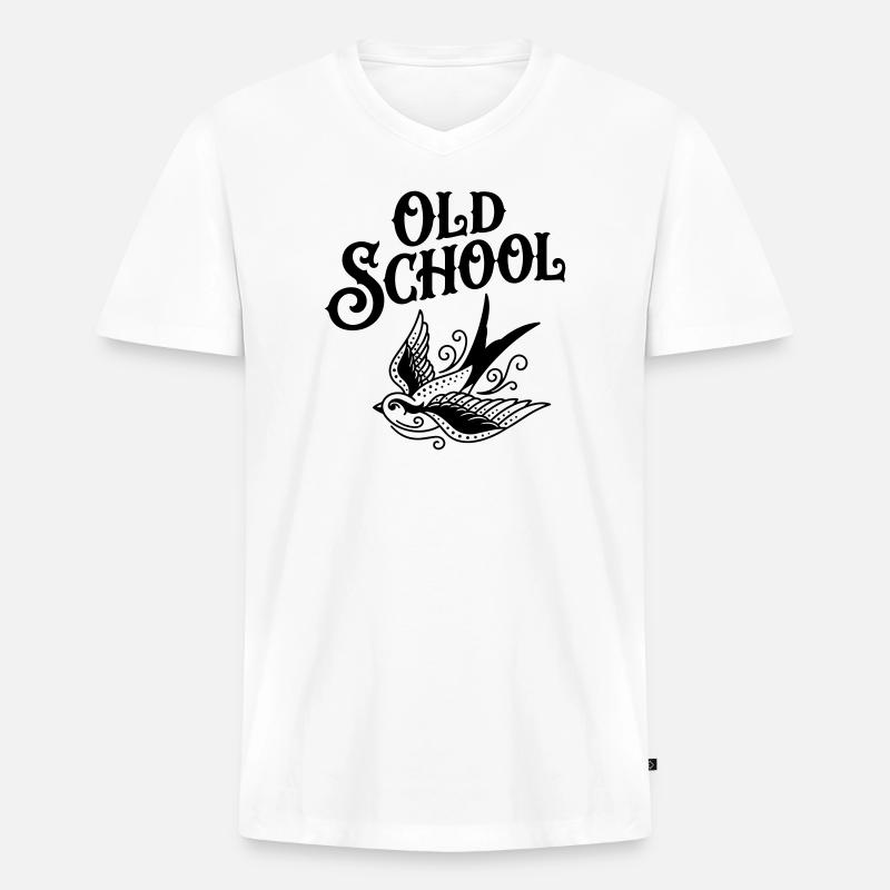 Altes Tattoo - Männer Premium Bio T-Shirt mit V-Ausschnitt - Weiß