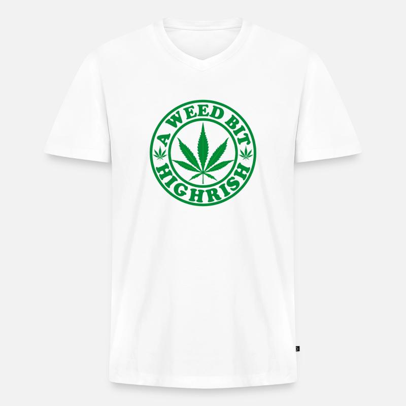Weed Christmas Circle - Männer Premium Bio T-Shirt mit V-Ausschnitt - Weiß