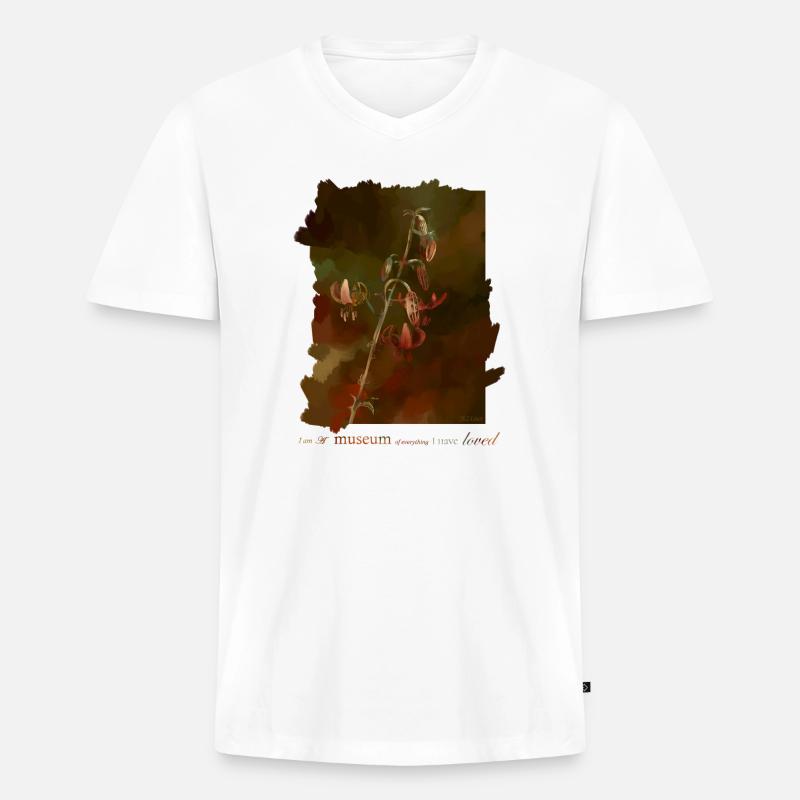 Lily - Männer Premium Bio T-Shirt mit V-Ausschnitt - Weiß