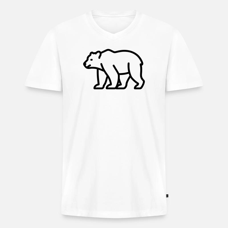 Bär - Männer Premium Bio T-Shirt mit V-Ausschnitt - Weiß