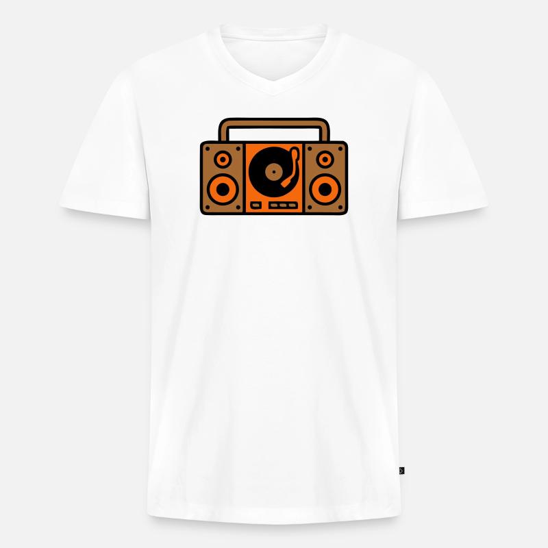 Retro Boombox Ghettoblaster 80er - Männer Premium Bio T-Shirt mit V-Ausschnitt - Weiß