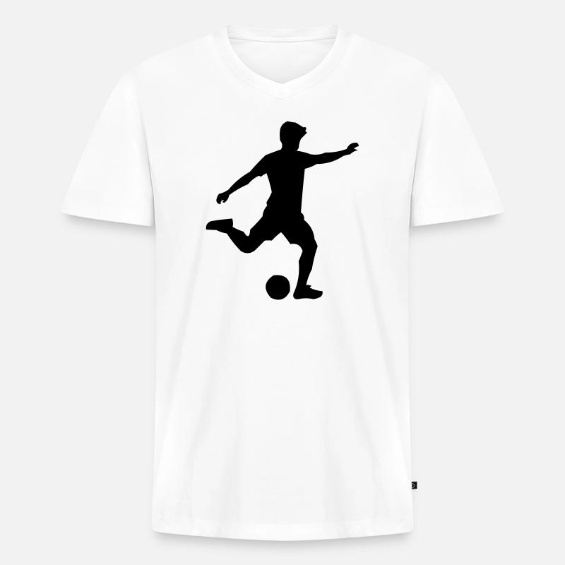fußball - Männer Premium Bio T-Shirt mit V-Ausschnitt - Weiß