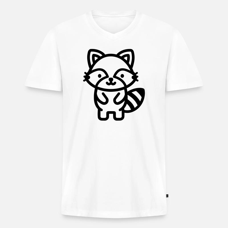 Waschbär - Männer Premium Bio T-Shirt mit V-Ausschnitt - Weiß