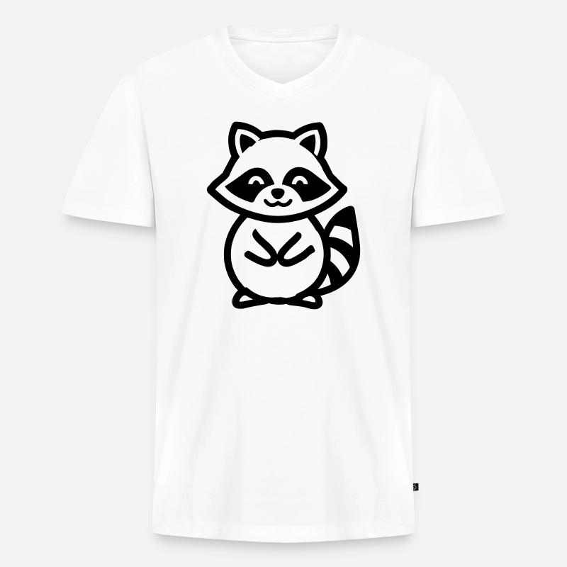 Waschbär - Männer Premium Bio T-Shirt mit V-Ausschnitt - Weiß