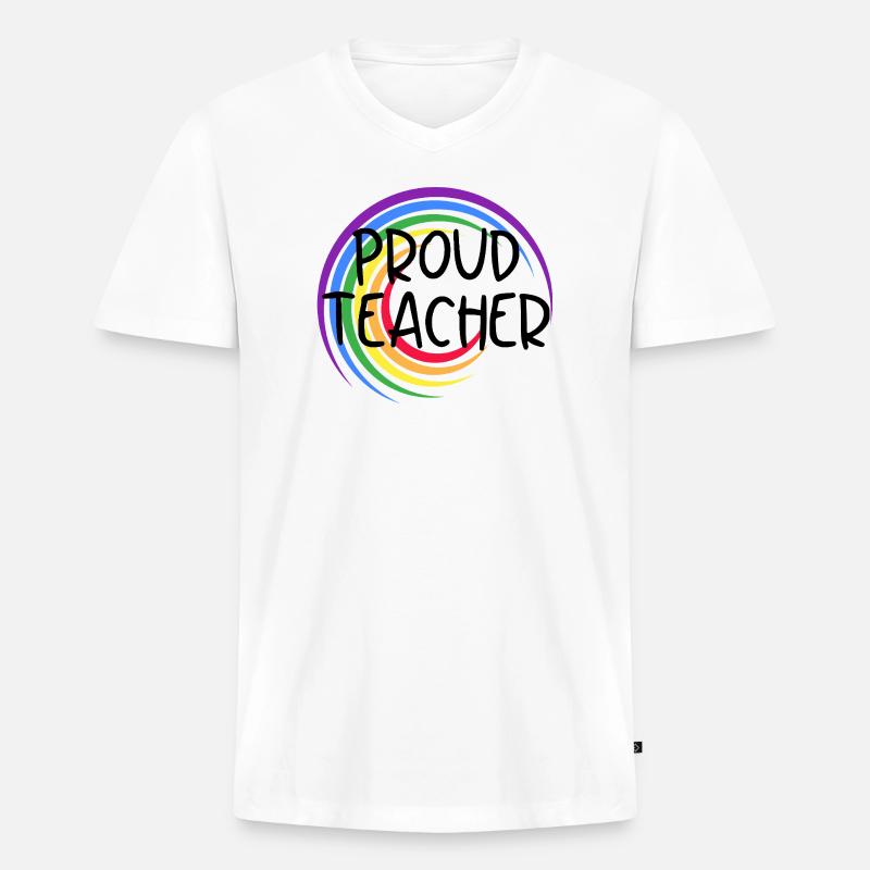 Stolzer Lehrer LGBTQ Pride Regenbogendesign - Männer Premium Bio T-Shirt mit V-Ausschnitt - Weiß