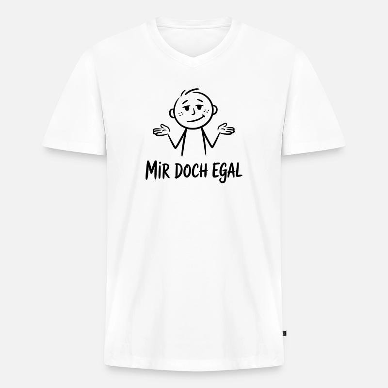 Mir Doch Egal Strichmännchen - Männer Premium Bio T-Shirt mit V-Ausschnitt - Weiß