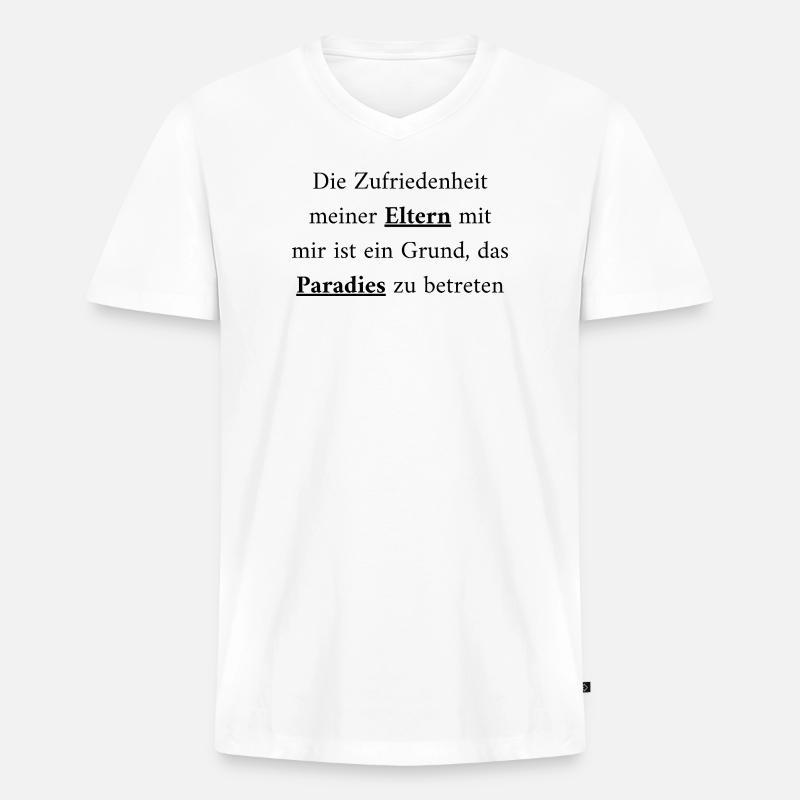 Eltern & Paradies: Ein Weg zum Glück - Männer Premium Bio T-Shirt mit V-Ausschnitt - Weiß