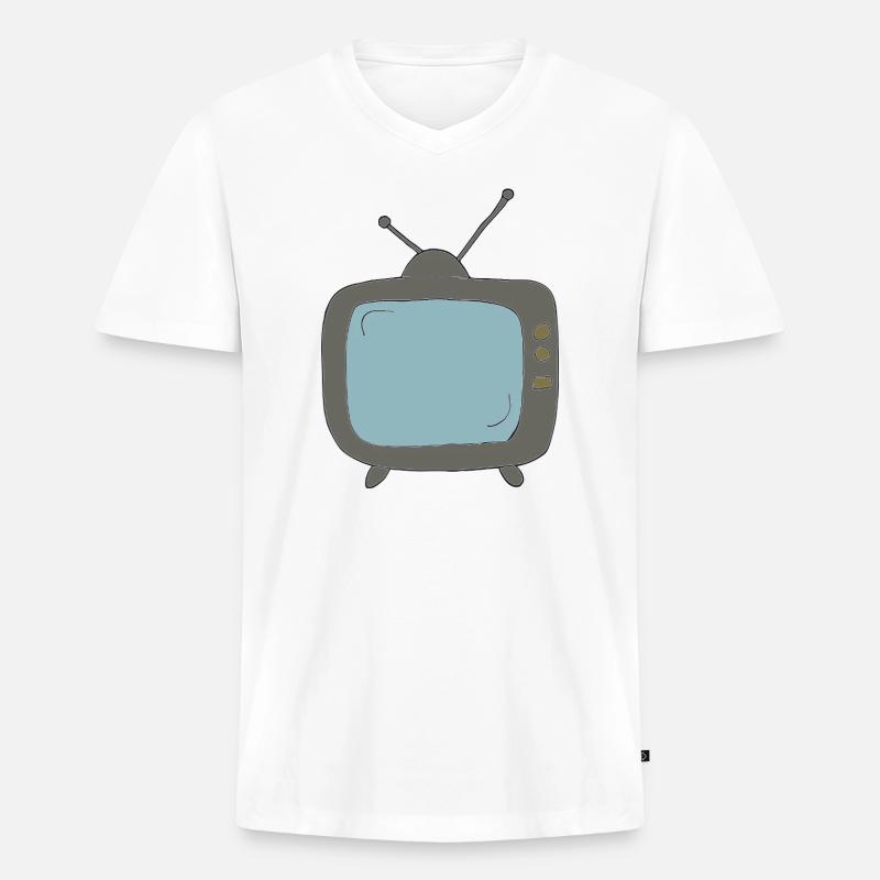 fernseher comicstyle - Männer Premium Bio T-Shirt mit V-Ausschnitt - Weiß