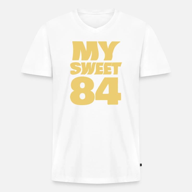 Sweet 84 - Männer Premium Bio T-Shirt mit V-Ausschnitt - Weiß