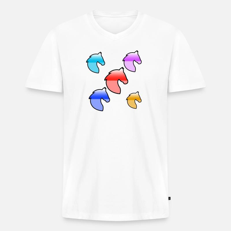Pferde - Männer Premium Bio T-Shirt mit V-Ausschnitt - Weiß