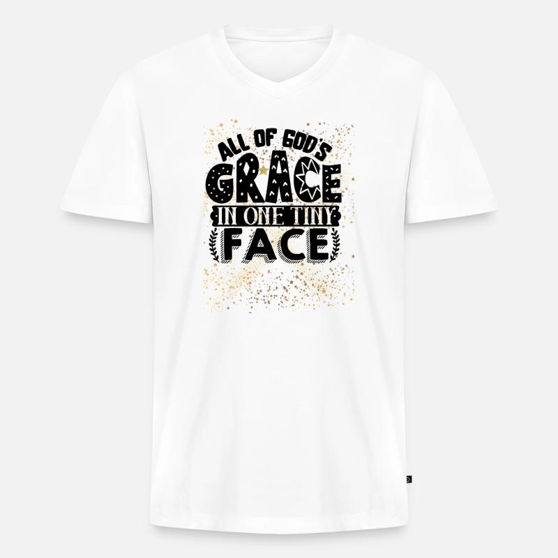 OneLine Gold Stars Glitzereffekt - Männer Premium Bio T-Shirt mit V-Ausschnitt - Weiß