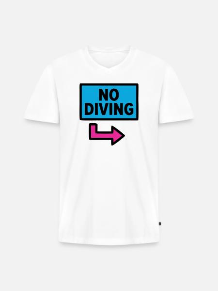 No Diving Schild Pool Retro - Männer Premium Bio T-Shirt mit V-Ausschnitt - Weiß