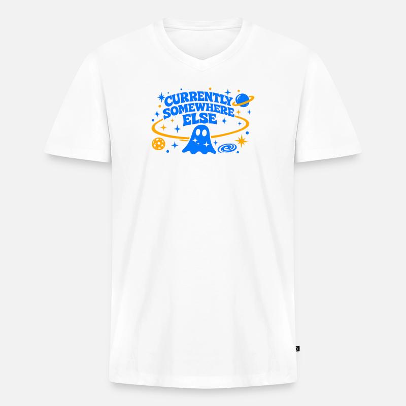 CURRENTLY SOMEWHERE ELSE - Männer Premium Bio T-Shirt mit V-Ausschnitt - Weiß