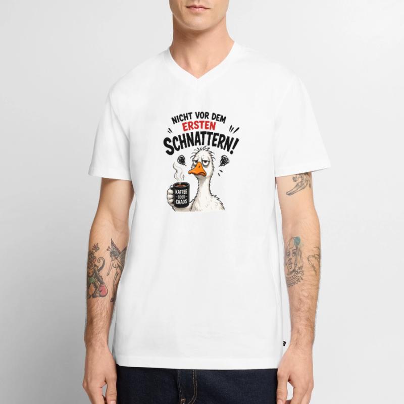  Nicht vor dem ersten Schnattern Kaffee oder Chaos Männer Premium Bio T-Shirt mit V-Ausschnitt