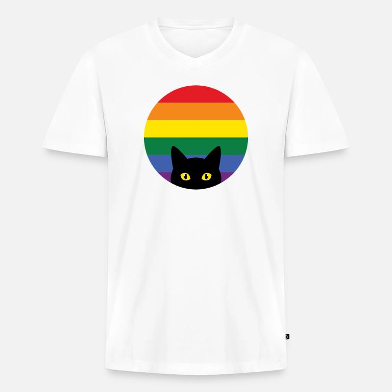Pride Month LGBT – Späh-Katze - Männer Premium Bio T-Shirt mit V-Ausschnitt - Weiß